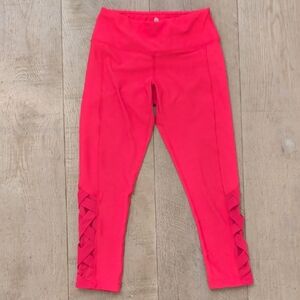 90 Degree By Reflex Bright Pink Crisscross Leggings